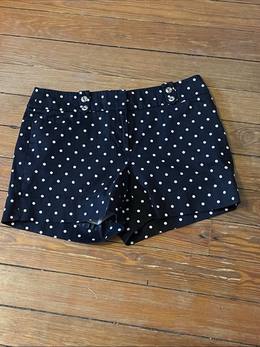 White House Black Market Black Shorts with White Polka Dots